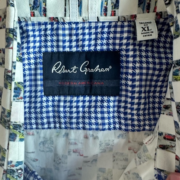 Robert Graham Modern Americana Men’s X-Large ‘Racing Flags’ Tailored Fit Shirt - Picture 4 of 9